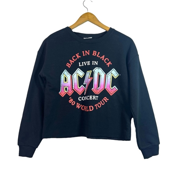 ACDC Girls Black Cropped Pullover Sweater Size XL - Picture 1 of 8